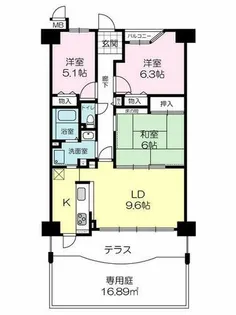 姫路シティハイツ【1階】の間取り