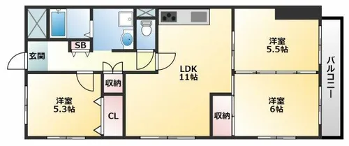 バンブー離宮【101号室】の間取り