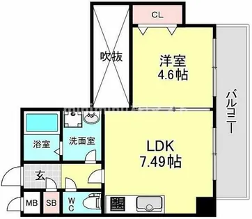アートレジデンス上町【201号室】の間取り