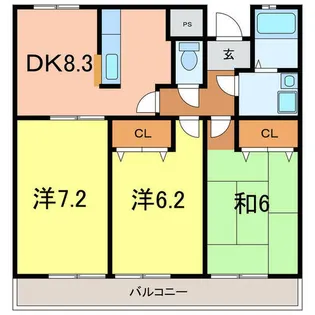 ソレアードパラシオン【4階】の間取り