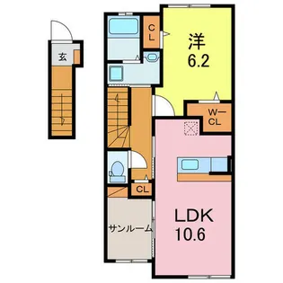 カメリア アオキ【202号室】の間取り