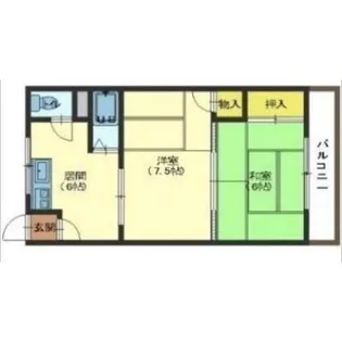 ハウスナイン【201号室】の間取り