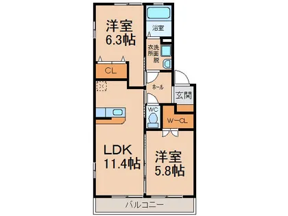 アネシス山北【1階】の間取り