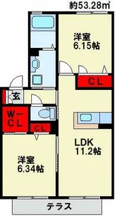クラヴィエ松崎【201号室】の間取り