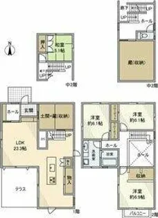 愛知県大府市共和町4丁目【一戸建】の間取り
