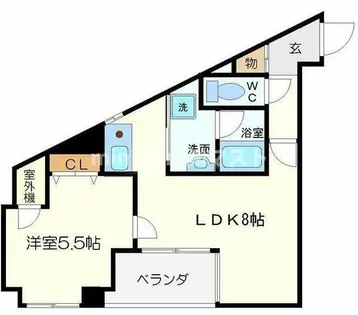 キャピトル靭本町【8階】の間取り