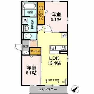 リヴェール ファミーユA棟【2階】の間取り