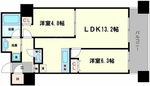 ローレルタワー心斎橋【11階】の間取り