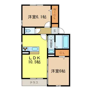 フェリオ【105号室】の間取り