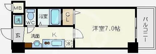 エスリードコート難波ウエスト【3階】の間取り