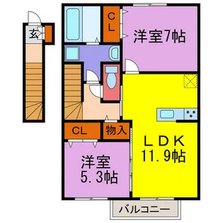 estasia A棟・B棟【A203号室】の間取り