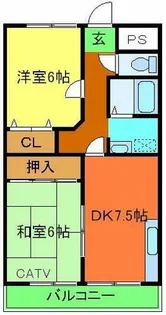 仲谷ハイツC【201号室】の間取り