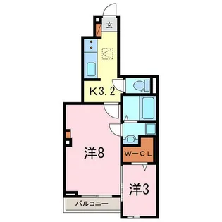 バーシアⅢ番館【1階】の間取り
