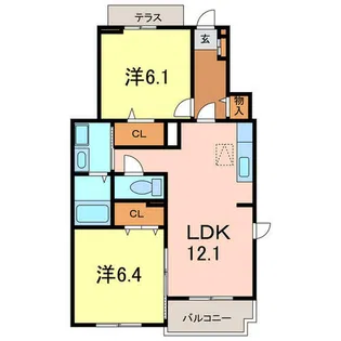 ベルエクラ【1階】の間取り