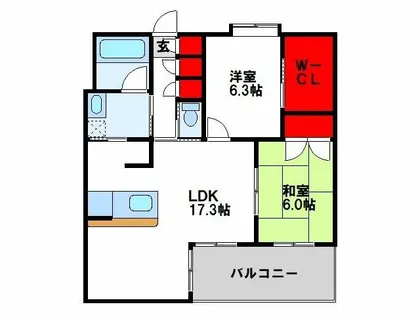 2LDKの間取り画像