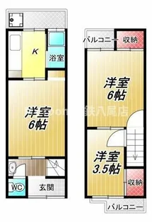 大阪府八尾市志紀町南4丁目【テラスハウス】の間取り