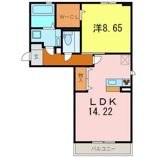 シャイニー花ノ樹【201号室】の間取り