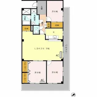 大阪府大阪市住吉区遠里小野6丁目【マンション】の間取り