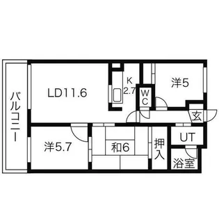 サントアリオ・デ大谷地【110号室】の間取り