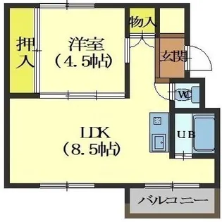ビレッジハウス函館1号棟【4階】の間取り