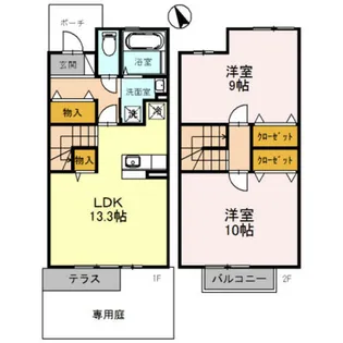 大阪府大阪市阿倍野区北畠1丁目【テラスハウス】の間取り