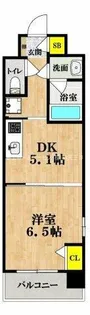 1DKの間取り画像