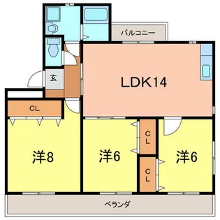 グリーンパーク西端【3階】の間取り