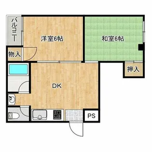 ボンジュール磯路【5階】の間取り