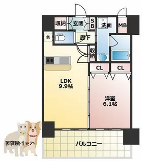 スプランディッド江坂駅前【9階】の間取り