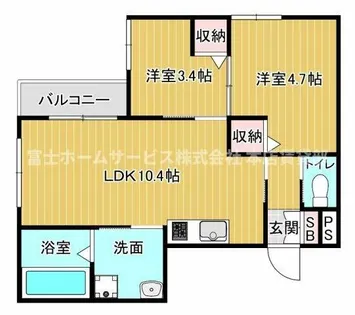 フォルモント住之江【202号室】の間取り