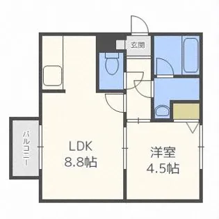 オルセー厚別中央II B棟【402号室】の間取り