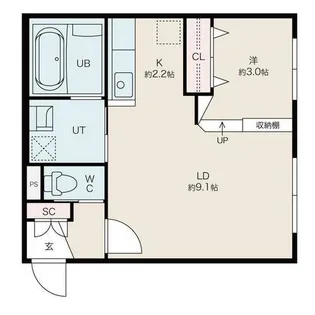 エアレンデル新札幌【3階】の間取り