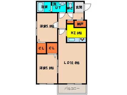 Clair千代台【405号室】の間取り