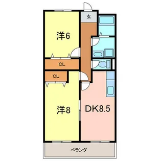エクセル2【408号室】の間取り