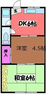 オクノハイツB棟【206号室】の間取り