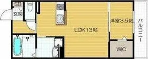 1LDKの間取り画像