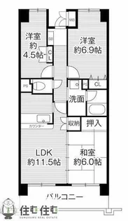 ビレッジハウス京ヶ峰タワー1号棟【513号室】の間取り