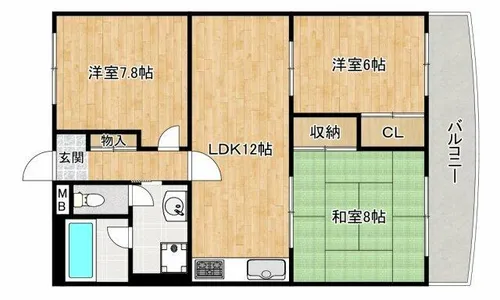 アパルトマン北千里【4階】の間取り
