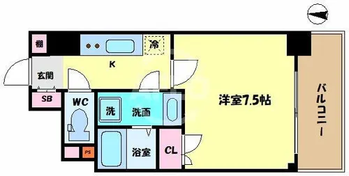 エグゼ難波南Ⅵ【6階】の間取り