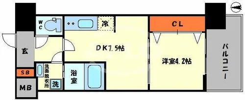スプランディッド難波Ⅲ【10階】の間取り
