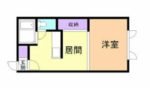 1DKの間取り画像