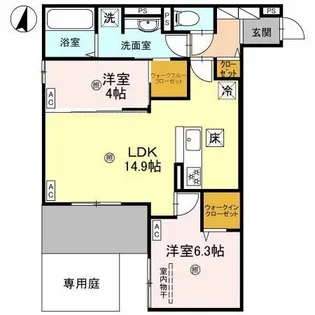 CASA MUKAINO【1階】の間取り