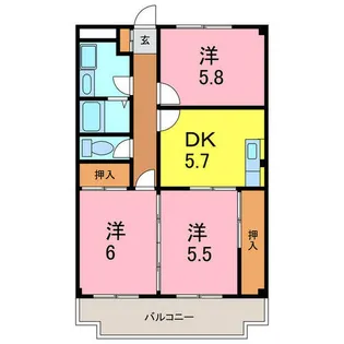 ファミール神明【301号室】の間取り