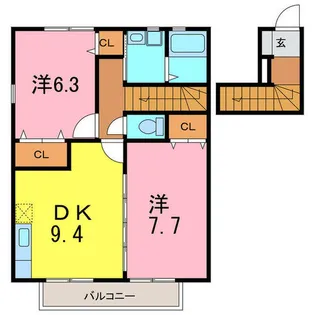 グリーンハットB棟【202号室】の間取り
