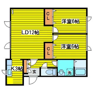 エス・ケイ元町【202号室】の間取り