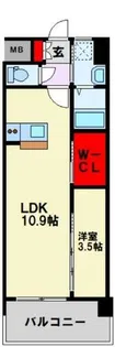 ベルソレイユ足原【202号室】の間取り