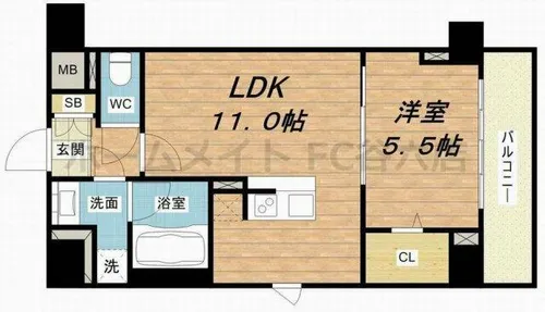 パークフラッツ安堂寺町【4階】の間取り