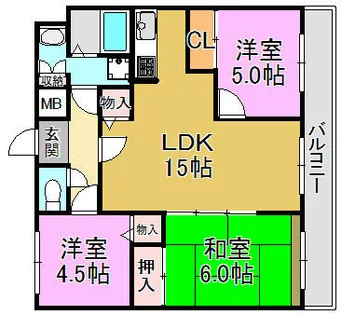 サンヴェール春日【5階】の間取り