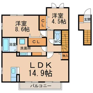 梵・梵【2階】の間取り