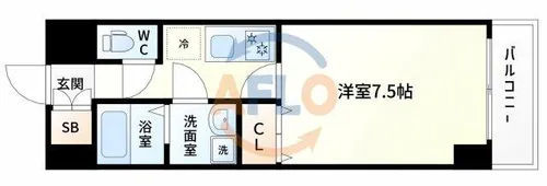 アスヴェル梅田WEST【9階】の間取り